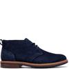 CLARKS MENS LEATHER LACE ANKLE BOOT - NAVY